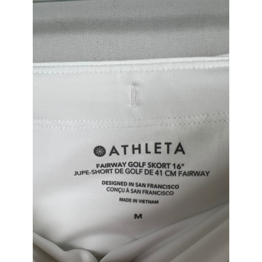 Athleta Fairway Golf Skort Women Size M White 16" Built-in Shorts Zipper Pockets - Picture 2 of 11
